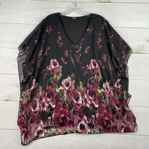 Lotusmile Top Womens XXXL 3XL Floral Boho Sheer Over Tank Beach Flowy V Neck